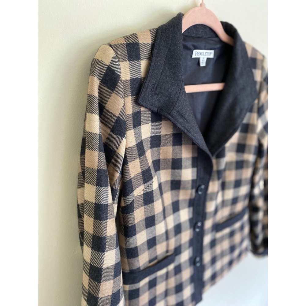 Pendleton 100% Virgin Wool Grid Plaid Button Up S… - image 1